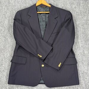 Vintage Botany 500 Men's 44S Portly Navy Blazer Gold Crest Buttons USA